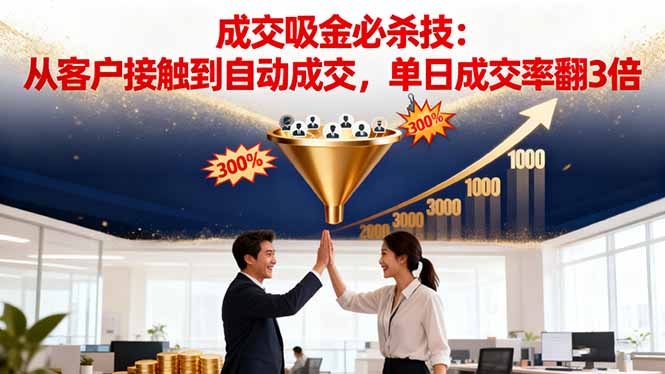 吸金成交营销必杀技：从客户接触到自动成交，单日成交率翻3倍-大甫网创-助力打造属于自己的超级个体-甫仁小站