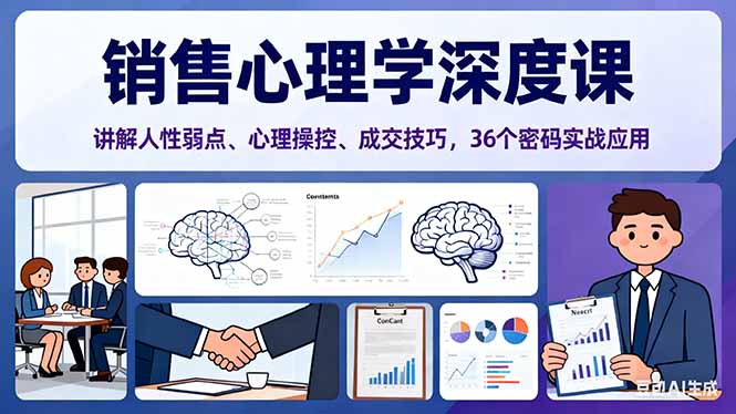 销售心理学深度课，讲解人性弱点、心理操控、成交技巧，36个密码实战应用-大甫网创-助力打造属于自己的超级个体-甫仁小站