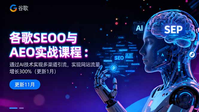 谷歌SEO与AEO实战课程：通过AI技术实现多渠道引流，实现网站流量增长300%-大甫网创-助力打造属于自己的超级个体-甫仁小站