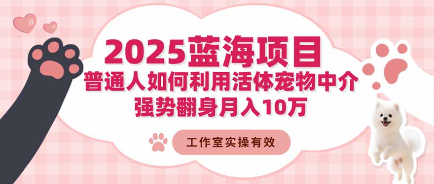 2025蓝海项目:普通人如何利用活体宠物中介,强势翻身月入10万-大甫网创-助力打造属于自己的超级个体-甫仁小站
