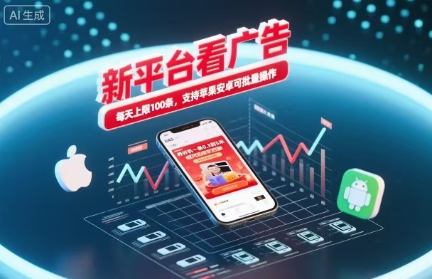 新台看广告，养好机一条5毛到5块，单机日入30到100，支持苹果安卓，可批量操作。-大甫网创-助力打造属于自己的超级个体-甫仁小站