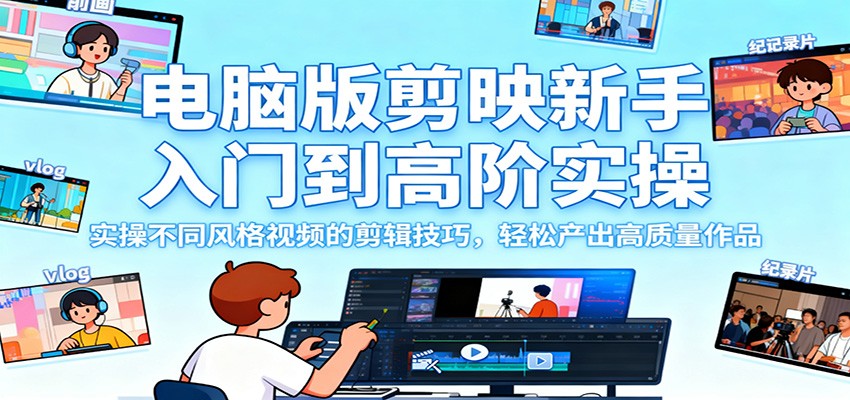 电脑版剪映新手入门到高阶实操,实操不同风格视频的剪辑技巧,轻松产出高质量作品-大甫网创-助力打造属于自己的超级个体-甫仁小站