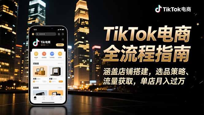TikTok电商全流程指南，涵盖店铺搭建、选品策略、流量获取，单店月入过万-大甫网创-助力打造属于自己的超级个体-甫仁小站