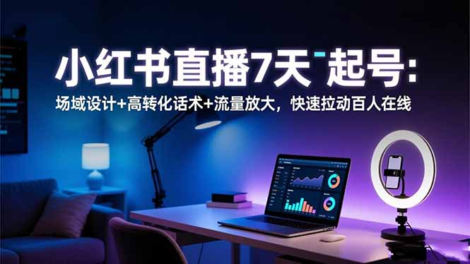 小红书直播7天起号：场域设计+高转化话术+流量放大，快速拉动百人在线-大甫网创-助力打造属于自己的超级个体-甫仁小站