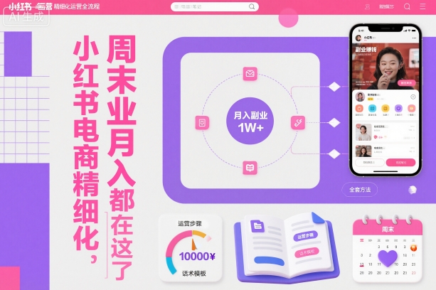 小红书电商精细化运营全流程，周末副业月入1W+，全套方法都在这了-大甫网创-助力打造属于自己的超级个体-甫仁小站