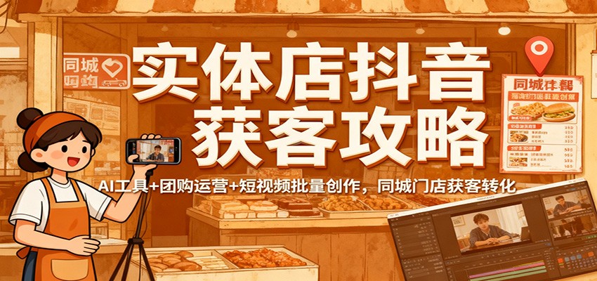 实体店抖音获客攻略：AI工具+团购运营+短视频批量创作，同城门店获客转化-大甫网创-助力打造属于自己的超级个体-甫仁小站