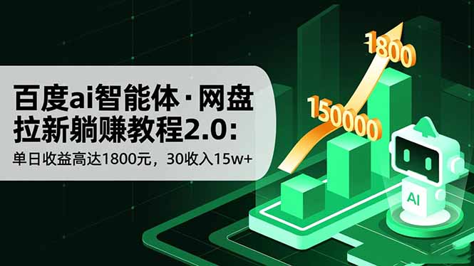 百度ai智能体·网盘拉新躺赚教程2.0：单日收益高达1800元，30收入15w+-大甫网创-助力打造属于自己的超级个体-甫仁小站
